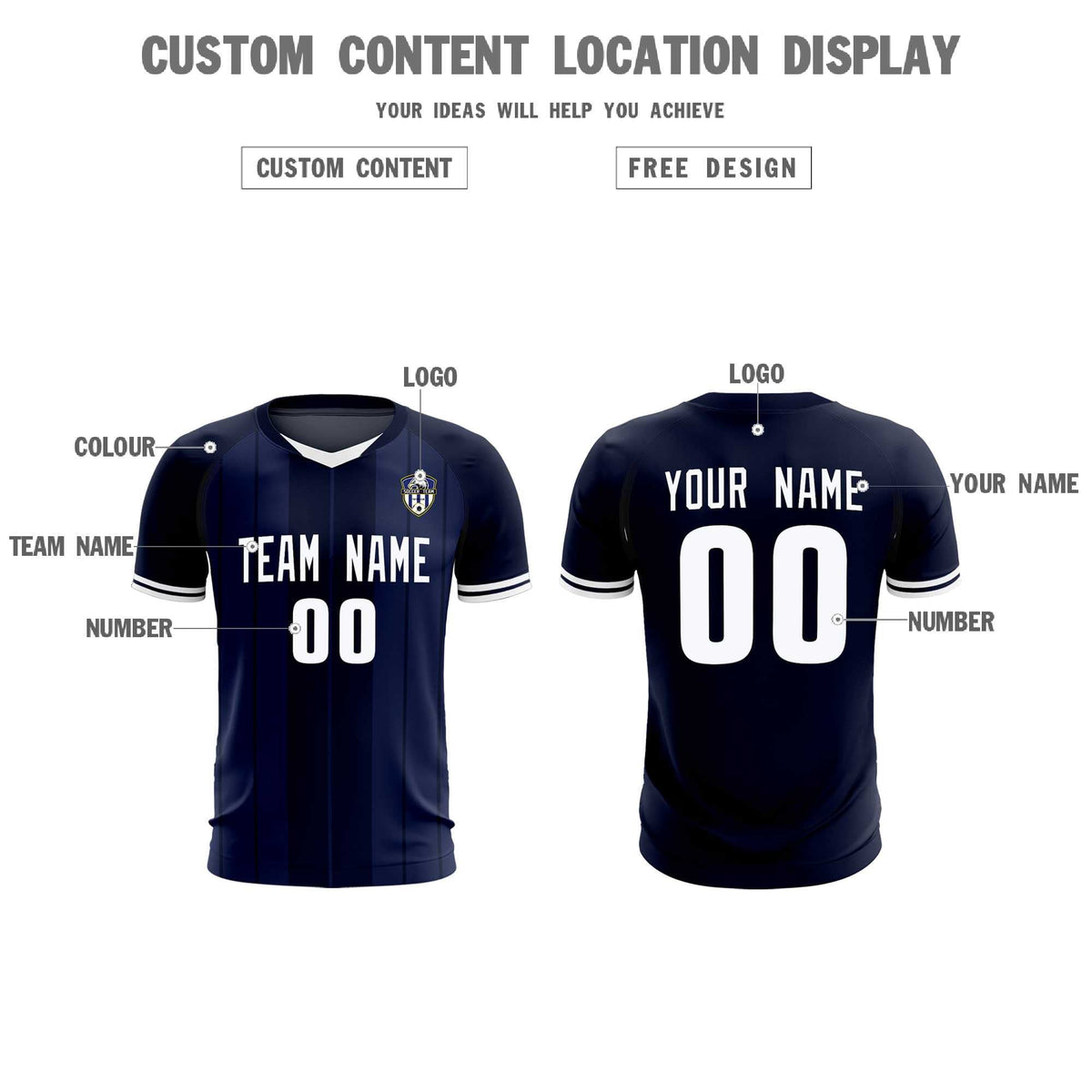 Custom Navy Classic Striped Personalized Football Kit Jersey