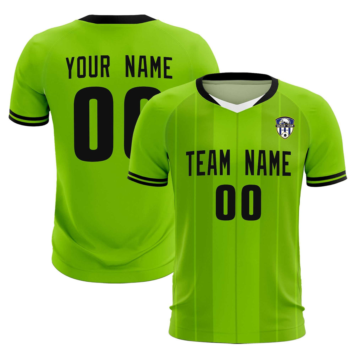 Custom Neon Green Classic Striped Personalized Football Kit Jersey