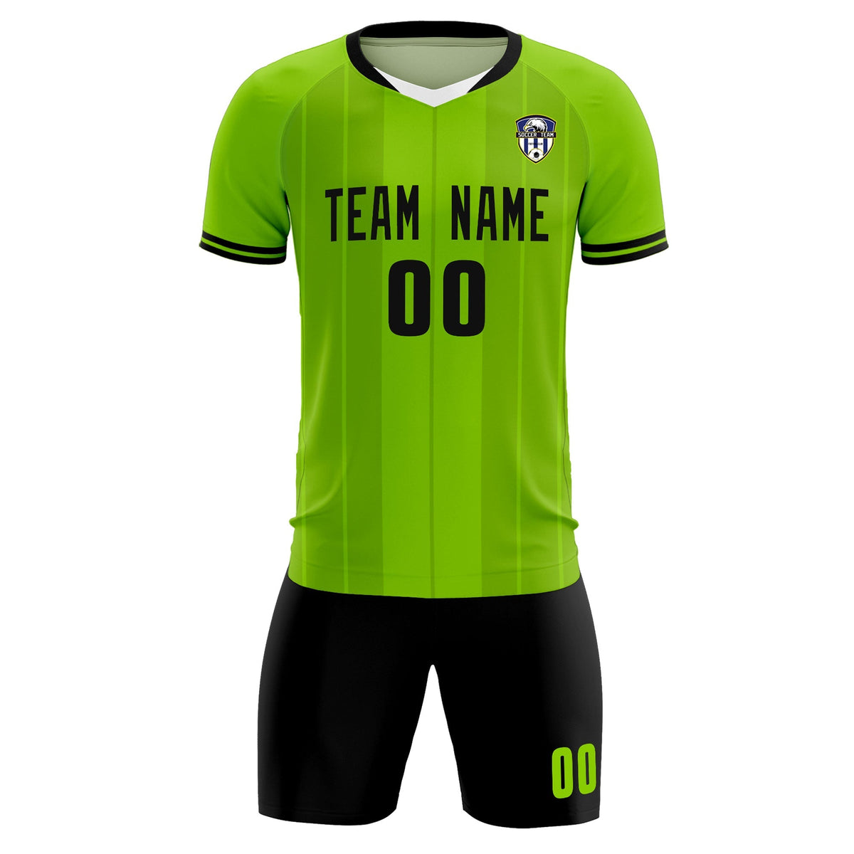 Custom Neon Green Classic Striped Personalized Football Kit Jersey