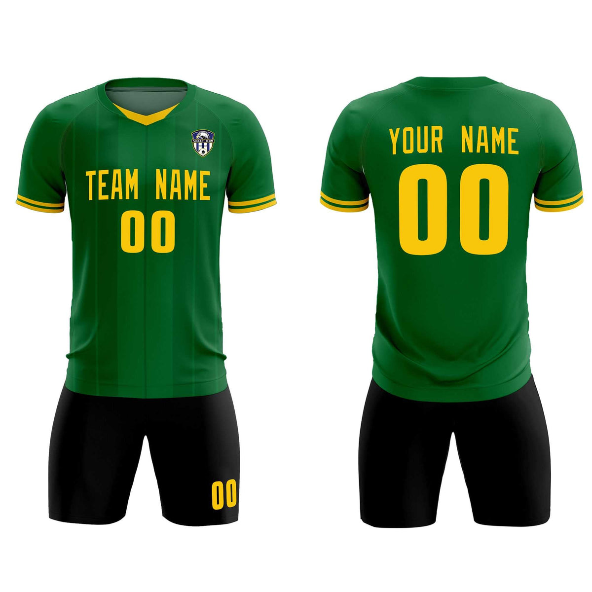 Custom Kelly Green Classic Striped Personalized Football Kit Jersey