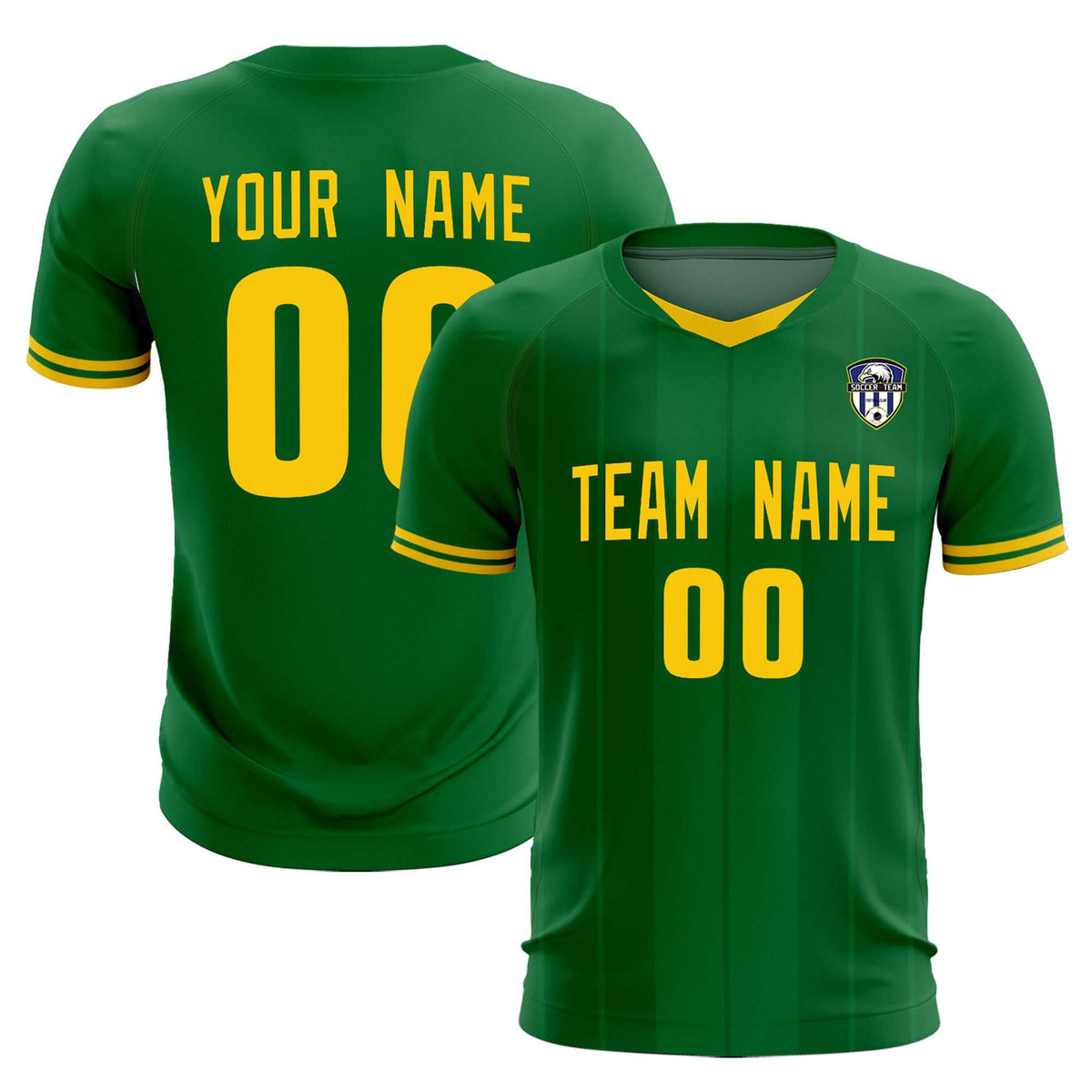 Custom Kelly Green Classic Striped Personalized Football Kit Jersey