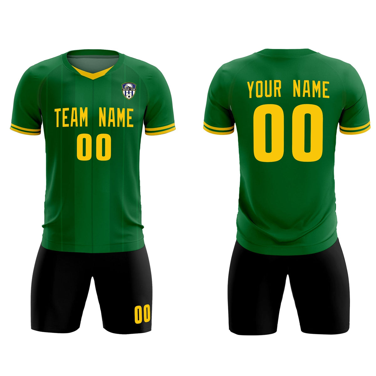 Custom Kelly Green Classic Striped Personalized Football Kit Jersey