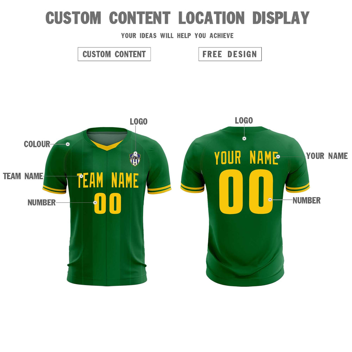 Custom Kelly Green Classic Striped Personalized Football Kit Jersey
