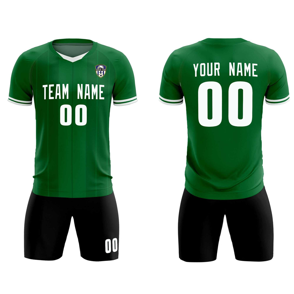 Custom Kelly Green Classic Striped Personalized Football Kit Jersey
