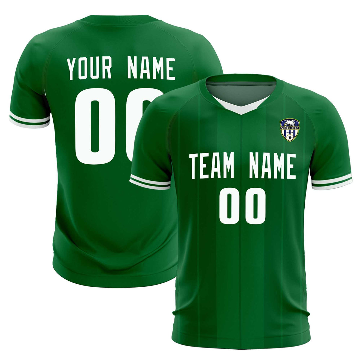 Custom Kelly Green Classic Striped Personalized Football Kit Jersey