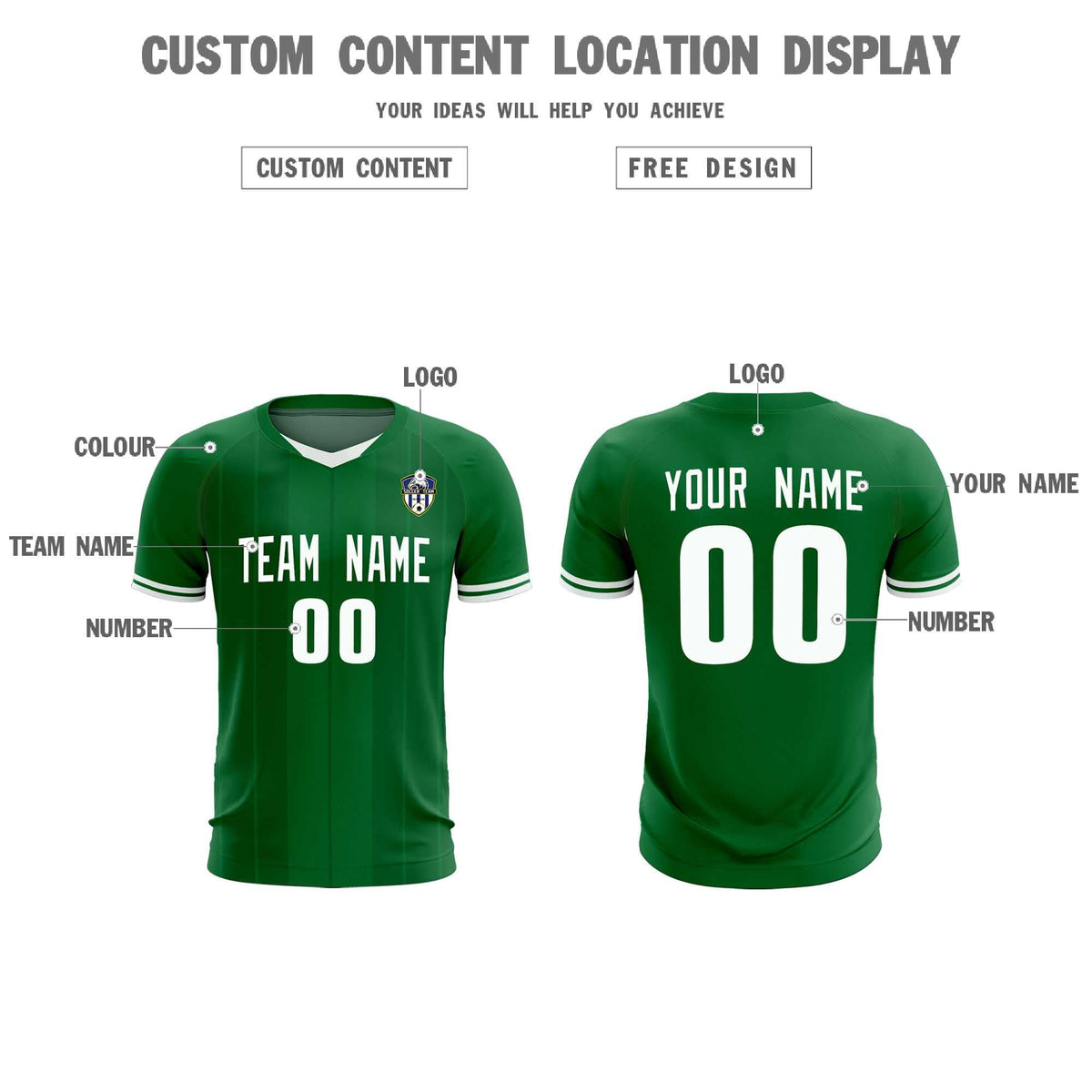 Custom Kelly Green Classic Striped Personalized Football Kit Jersey