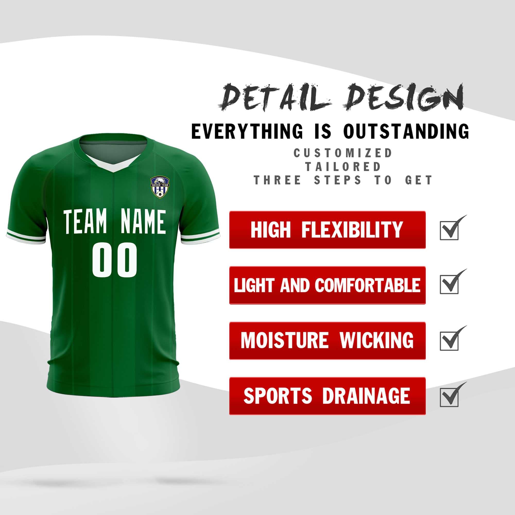 Custom Kelly Green Classic Striped Personalized Football Kit Jersey
