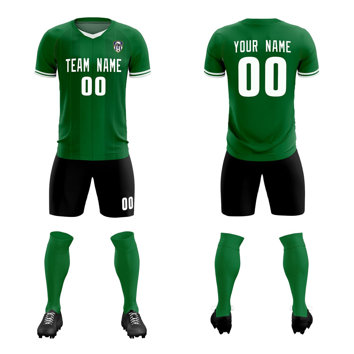 Custom Kelly Green Classic Striped Personalized Football Kit Jersey