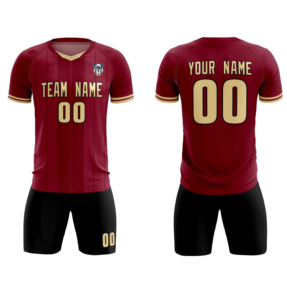 Custom Crimson Classic Striped Personalized Football Kit Jersey