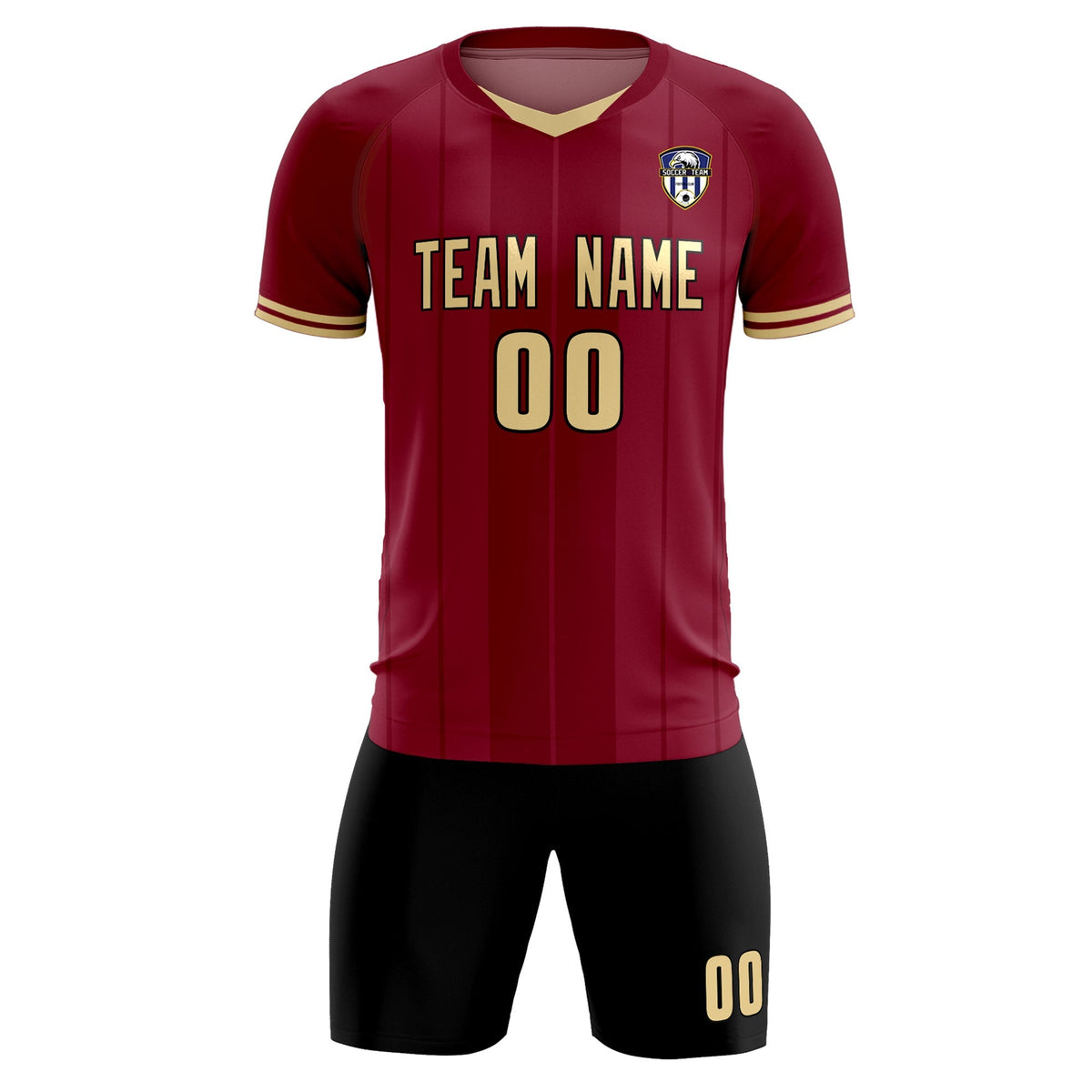 Custom Crimson Classic Striped Personalized Football Kit Jersey