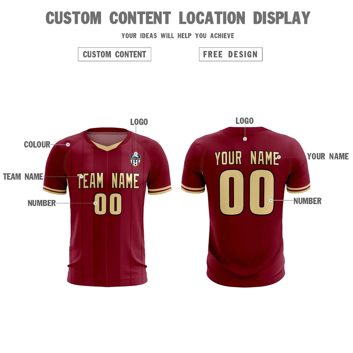 Custom Crimson Classic Striped Personalized Football Kit Jersey
