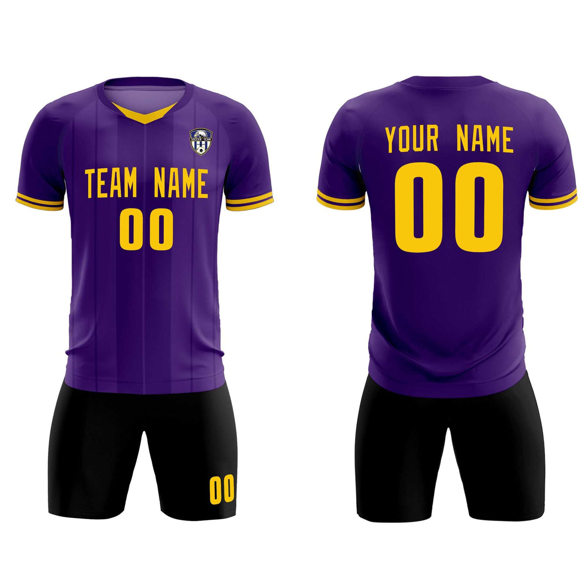 Custom Purple Classic Striped Personalized Football Kit Jersey