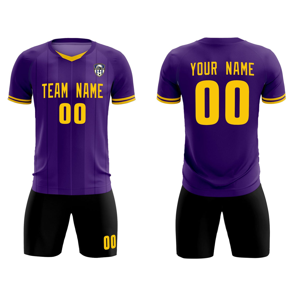 Custom Purple Classic Striped Personalized Football Kit Jersey