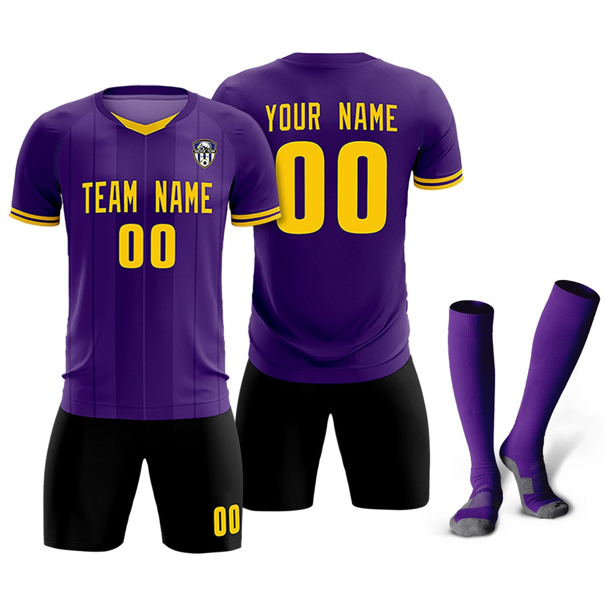 Custom Purple Classic Striped Personalized Football Kit Jersey