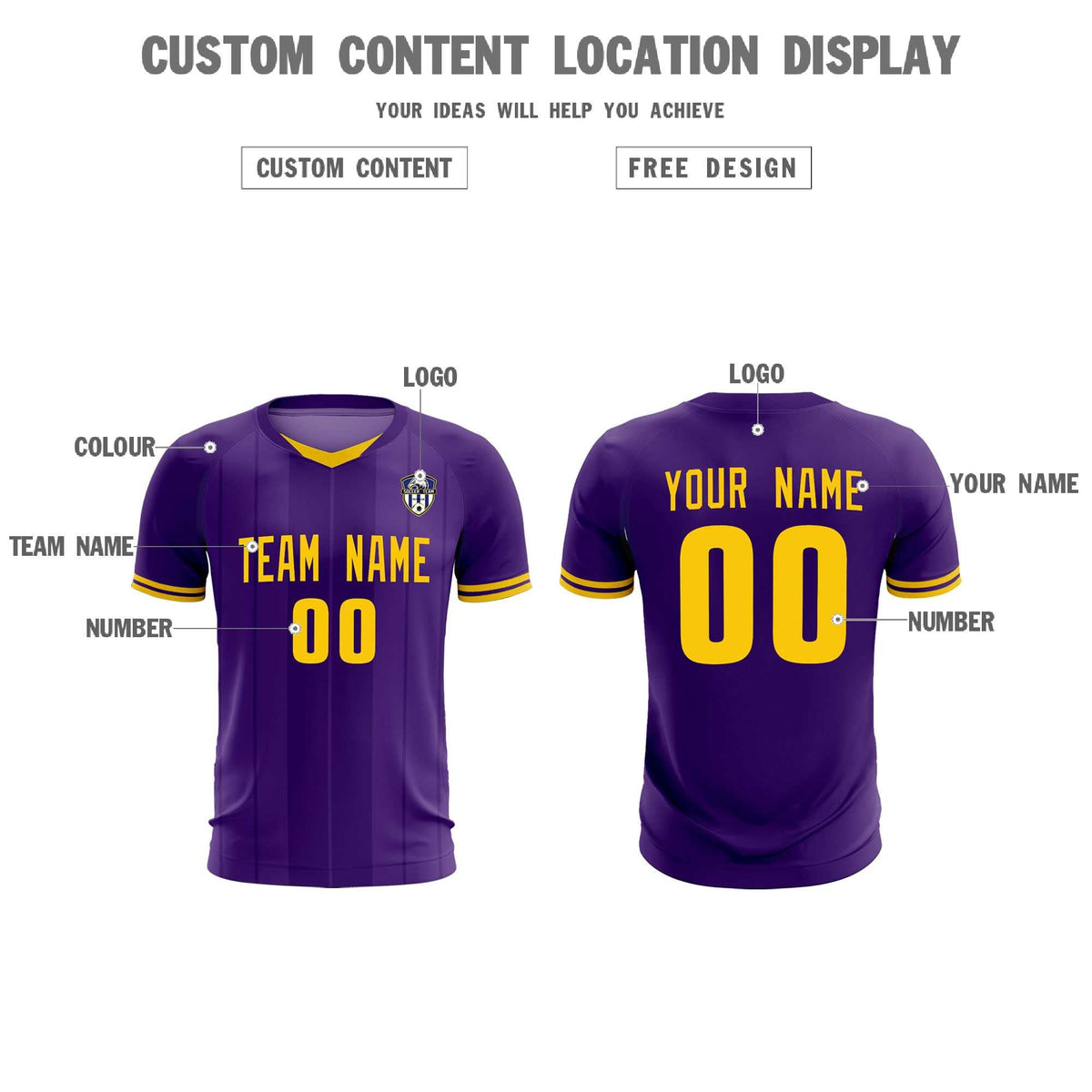 Custom Purple Classic Striped Personalized Football Kit Jersey