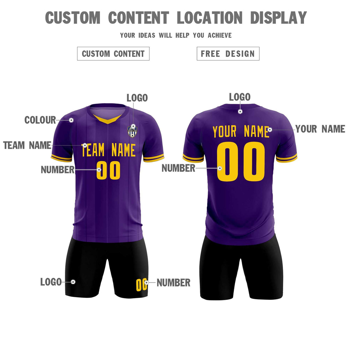 Custom Purple Classic Striped Personalized Football Kit Jersey