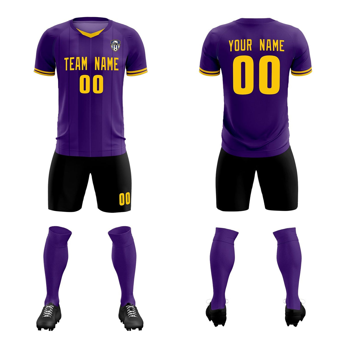 Custom Purple Classic Striped Personalized Football Kit Jersey