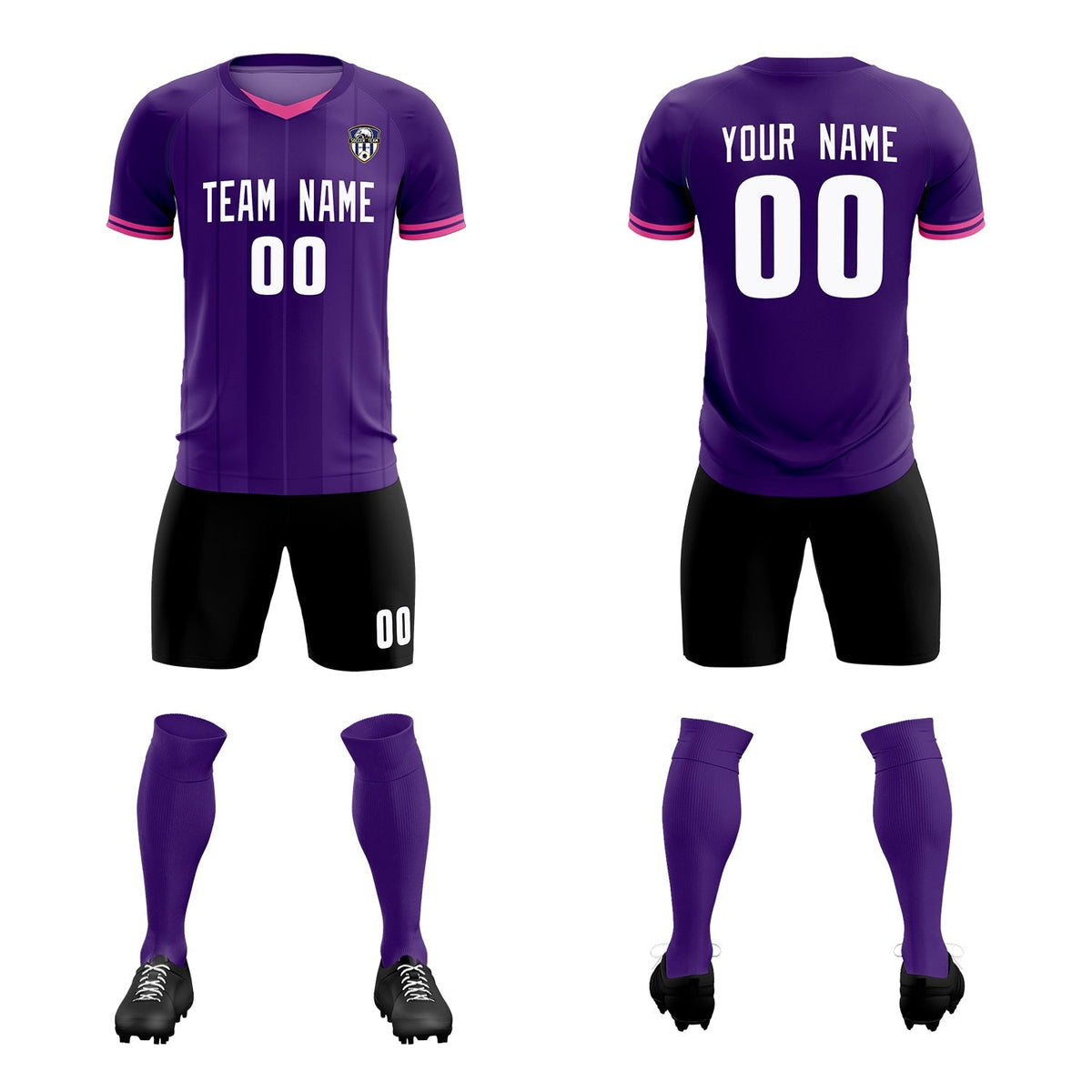 Custom Purple Classic Striped Personalized Football Kit Jersey