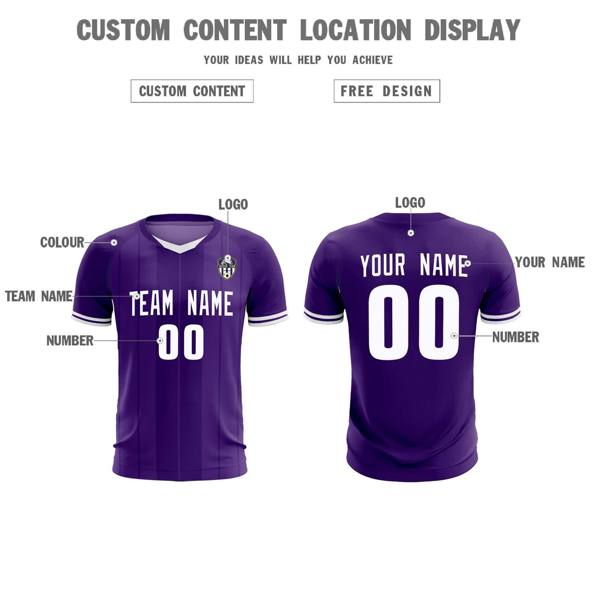 Custom Purple Classic Striped Personalized Football Kit Jersey