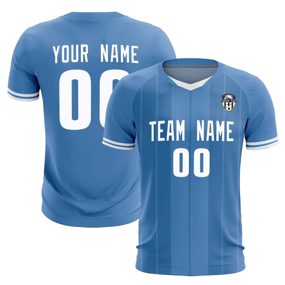 Custom Light Blue Classic Striped Personalized Football Kit Jersey