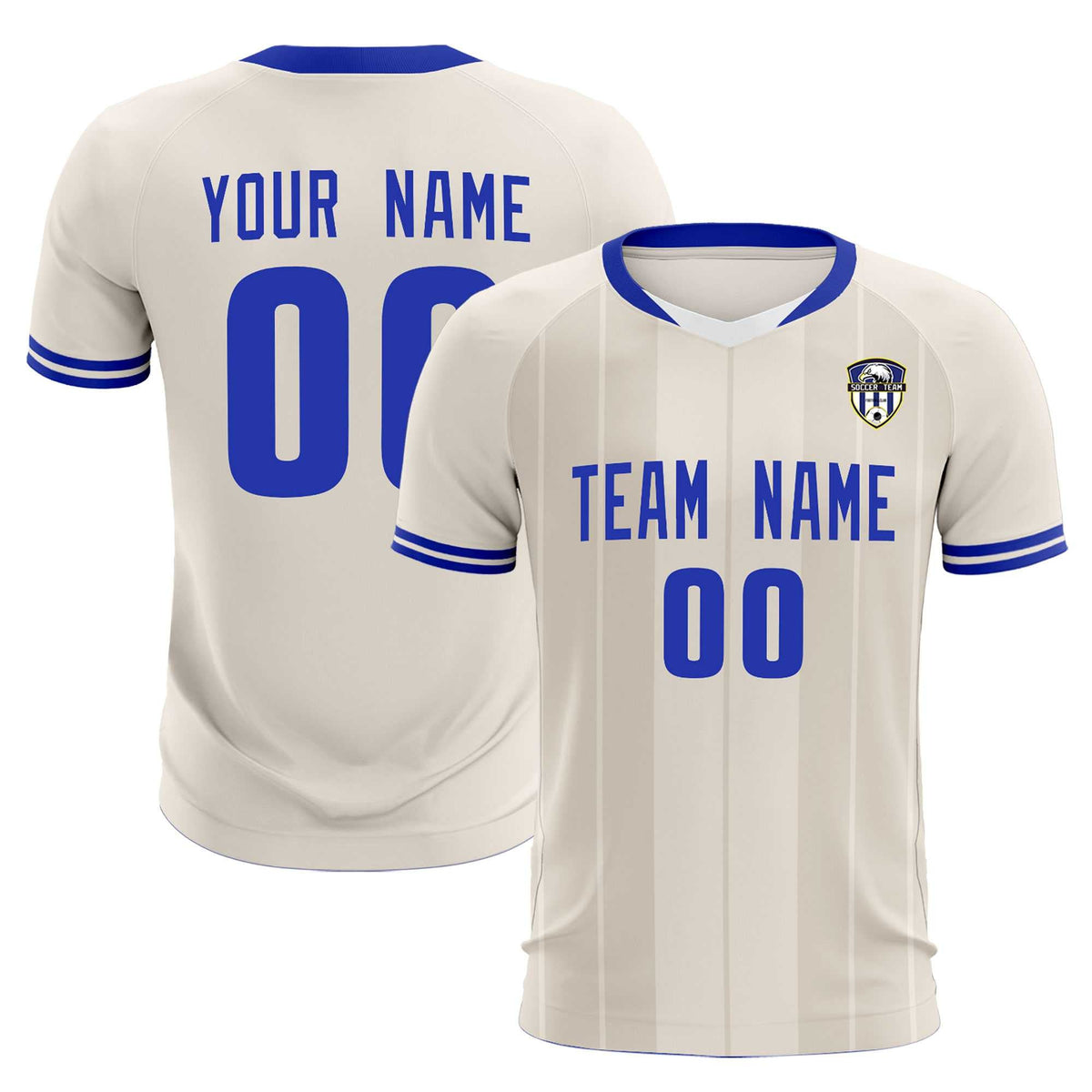 Custom Cream Classic Striped Personalized Football Kit Jersey