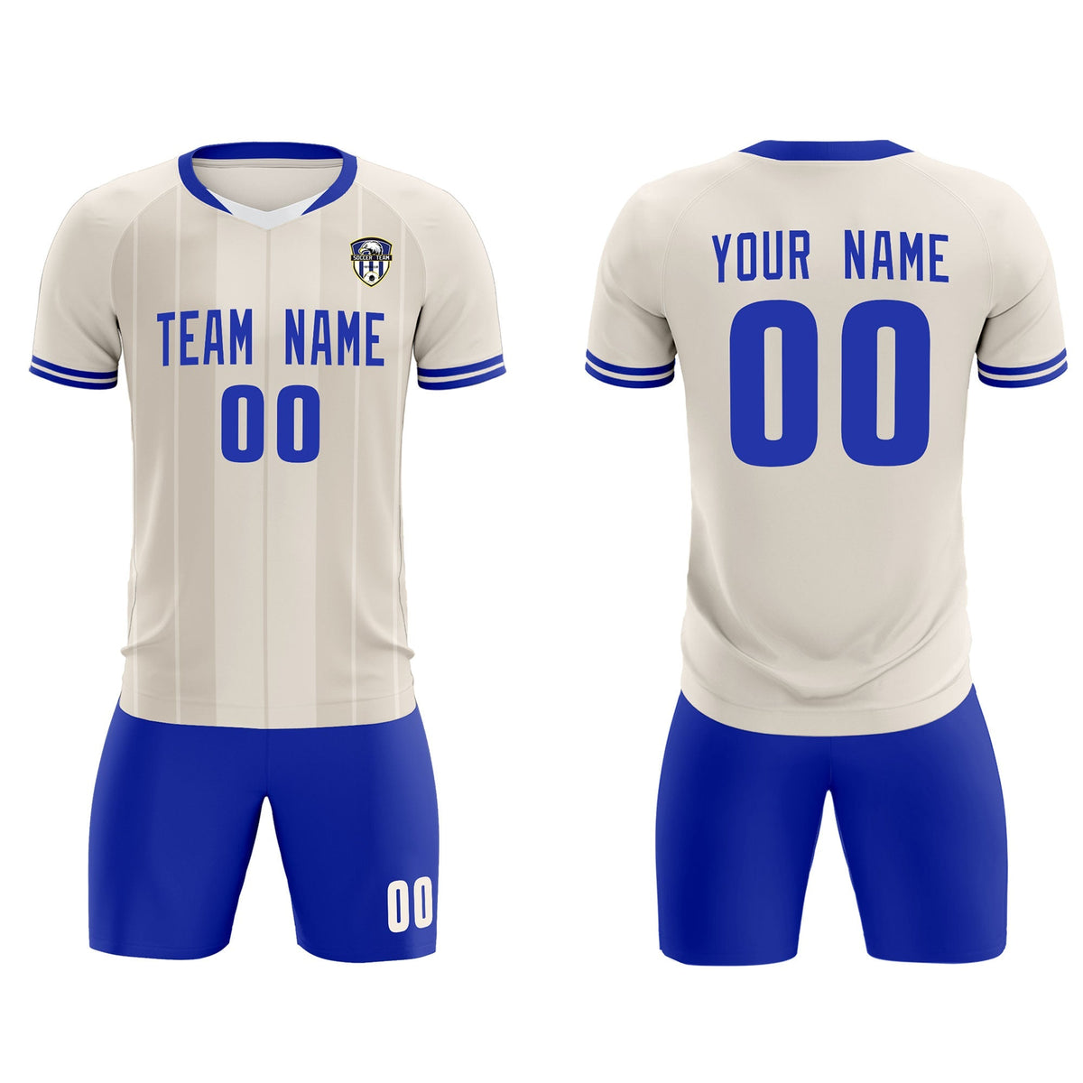 Custom Cream Classic Striped Personalized Football Kit Jersey