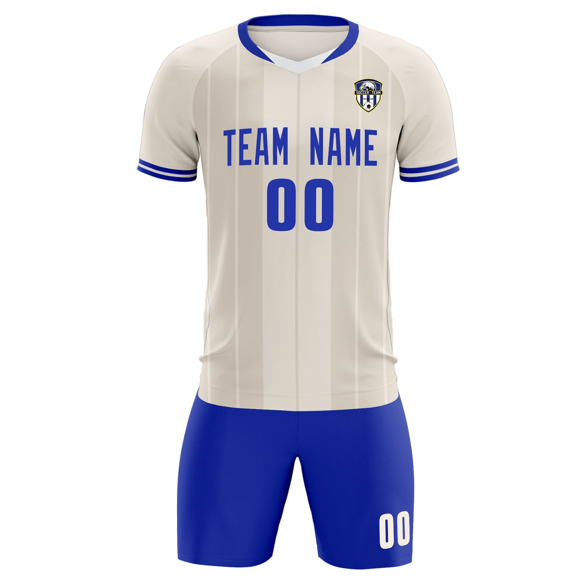 Custom Cream Classic Striped Personalized Football Kit Jersey