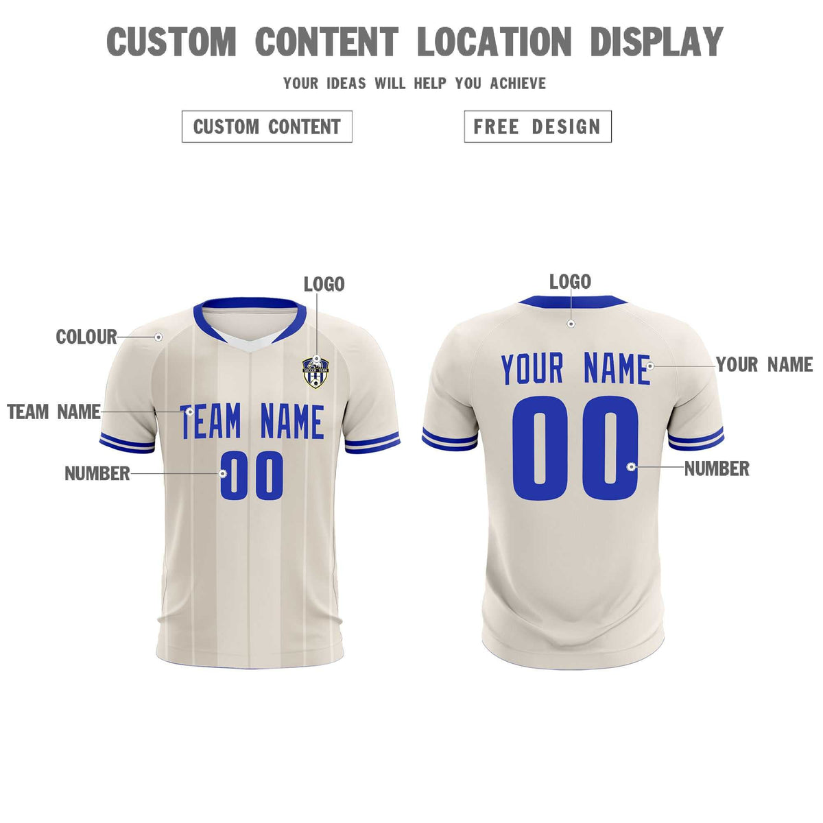 Custom Cream Classic Striped Personalized Football Kit Jersey