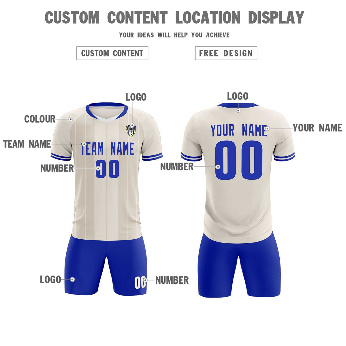 Custom Cream Classic Striped Personalized Football Kit Jersey