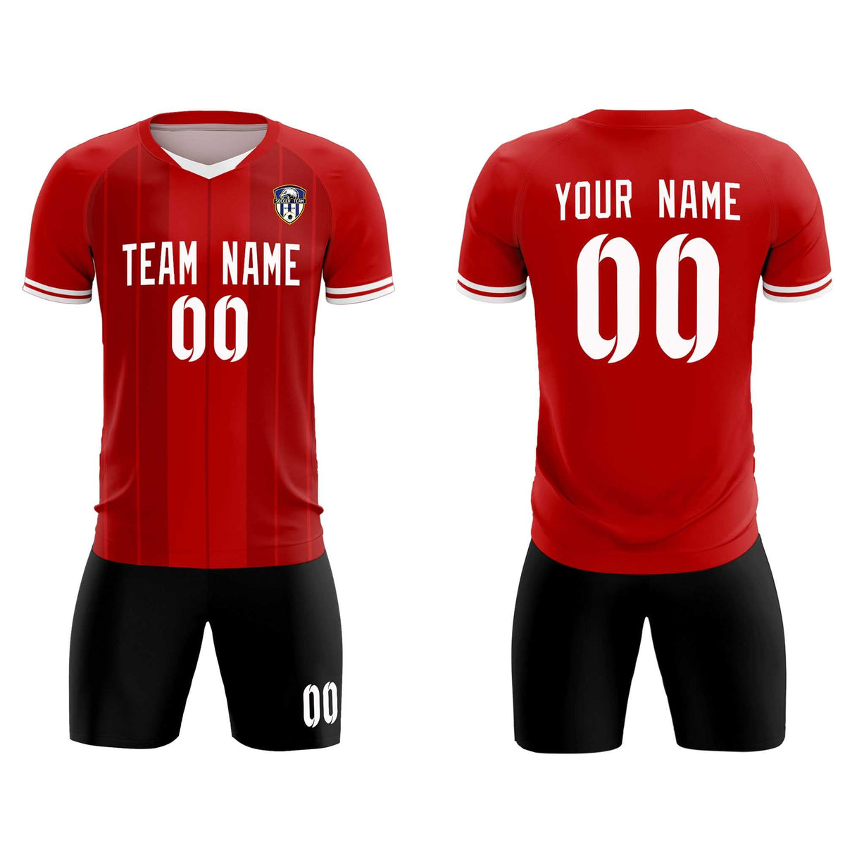 Custom Red Classic Striped Personalized Football Kit Jersey
