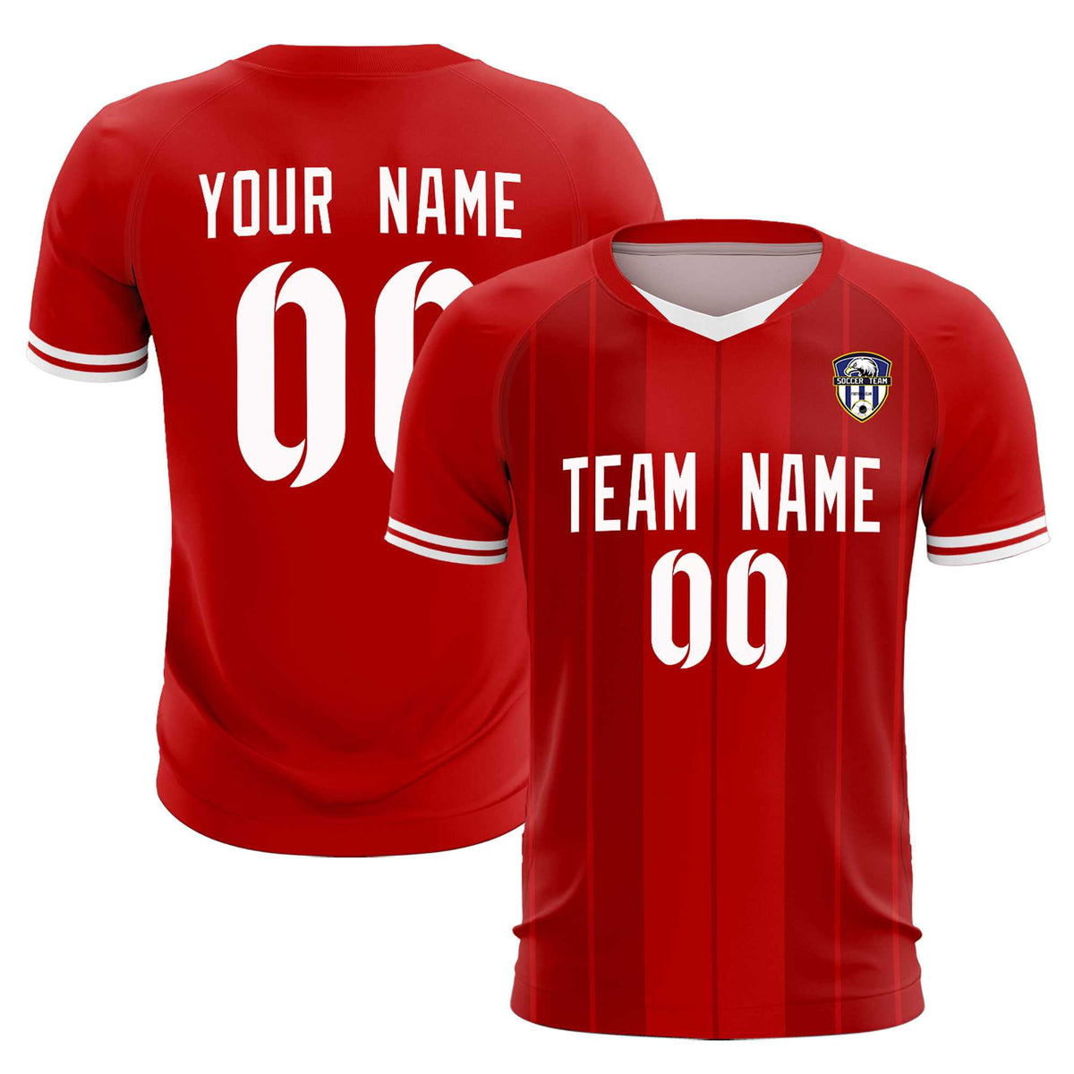 Custom Red Classic Striped Personalized Football Kit Jersey