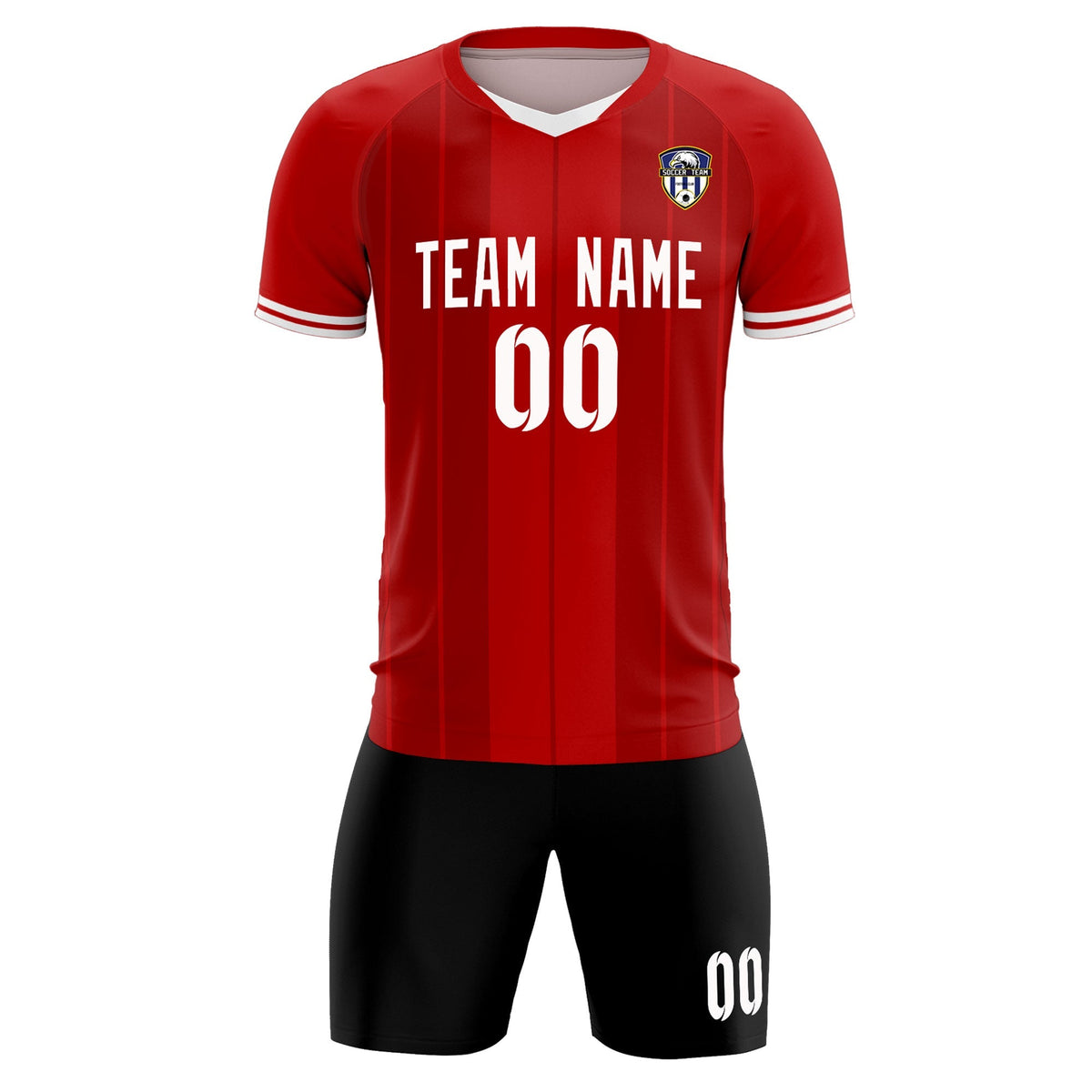 Custom Red Classic Striped Personalized Football Kit Jersey