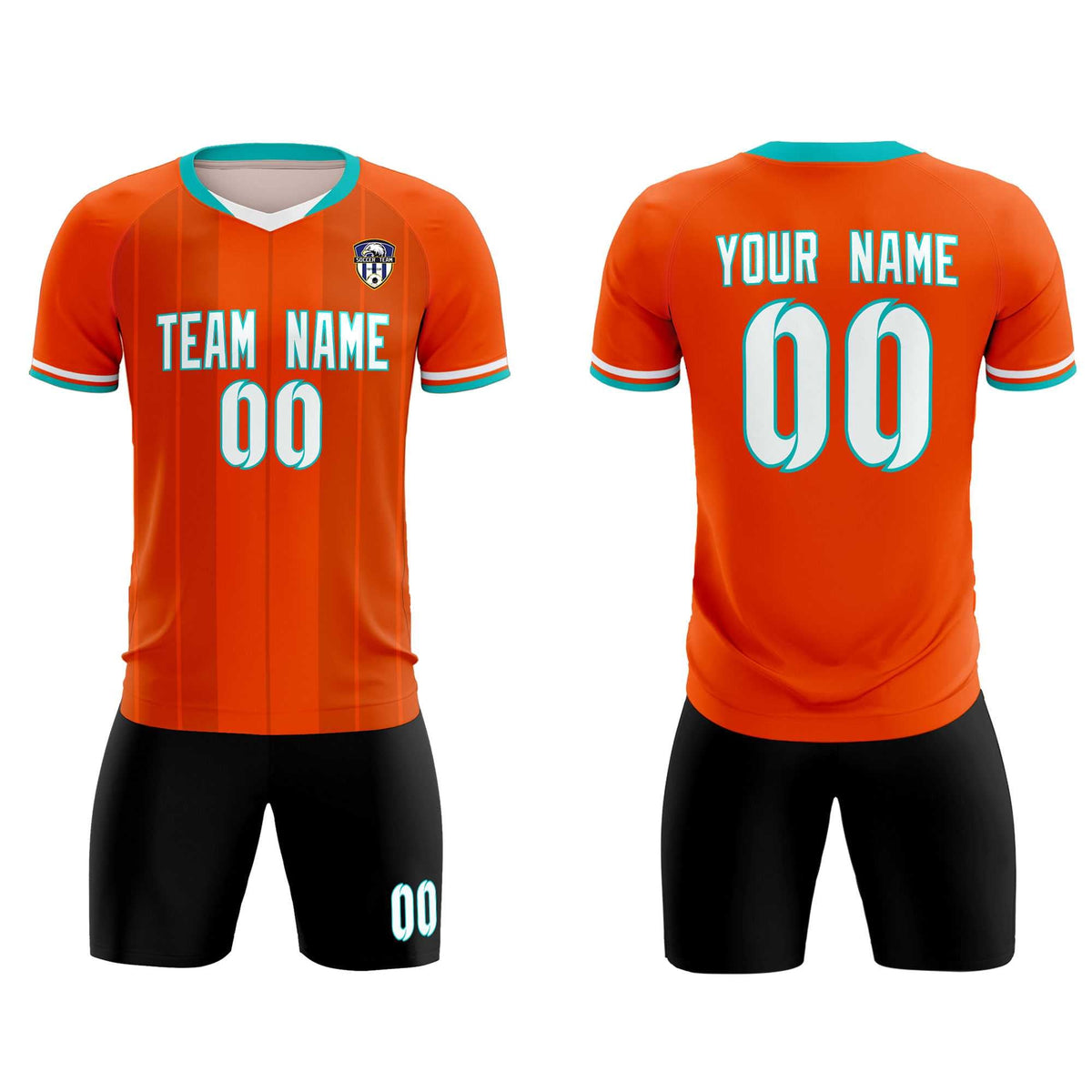 Custom Orange Classic Striped Personalized Football Kit Jersey