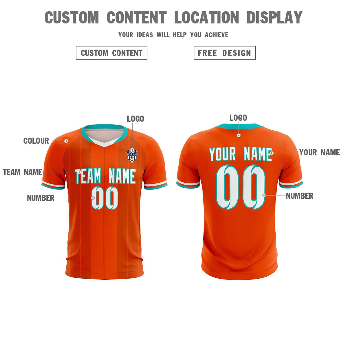 Custom Orange Classic Striped Personalized Football Kit Jersey