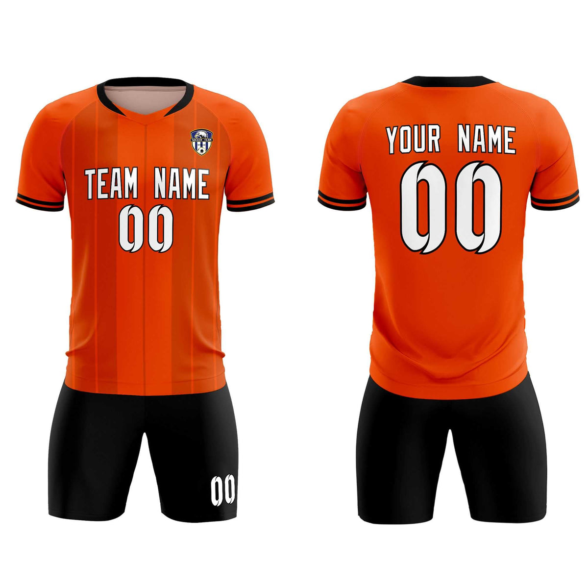 Custom Orange Classic Striped Personalized Football Kit Jersey