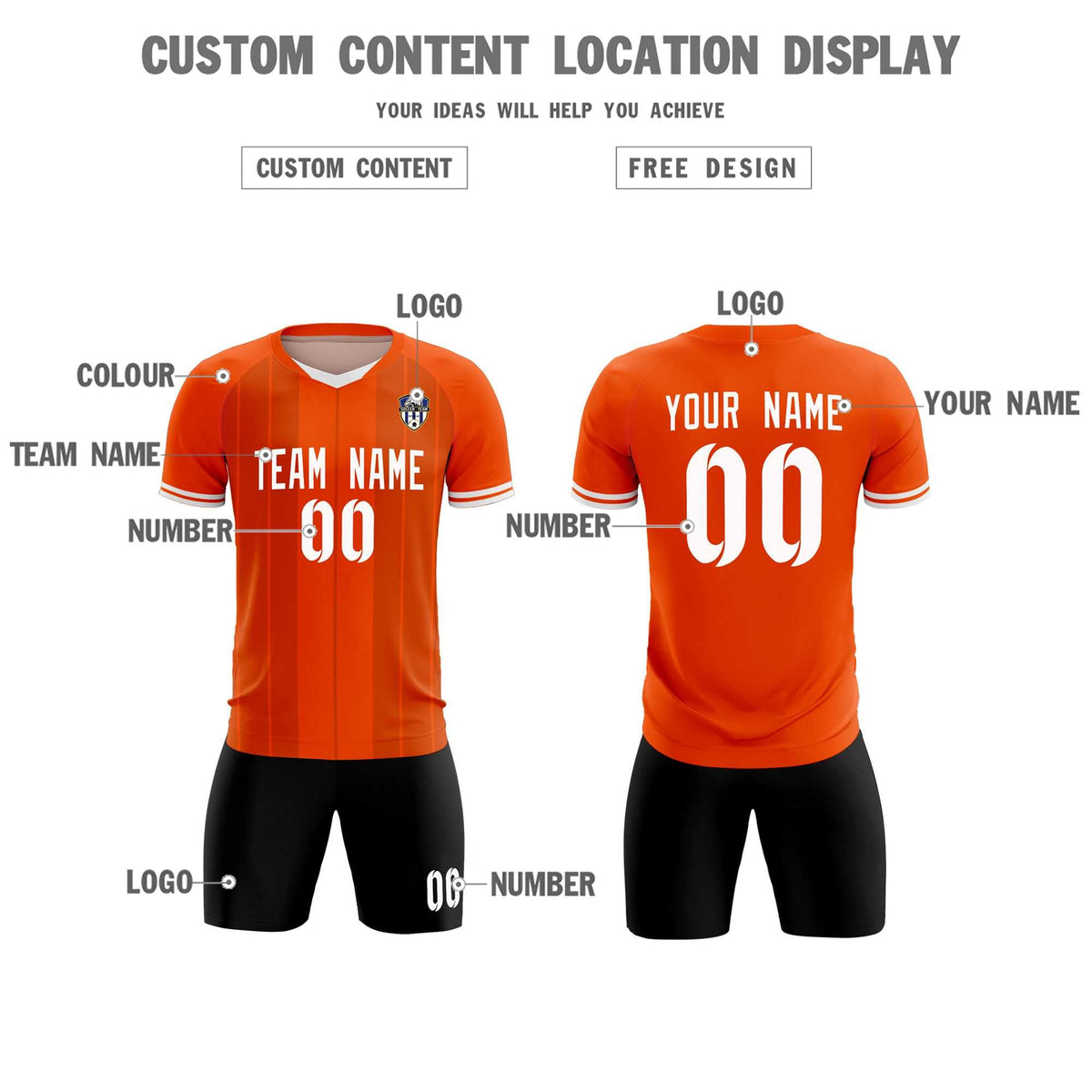 Custom Orange Classic Striped Personalized Football Kit Jersey