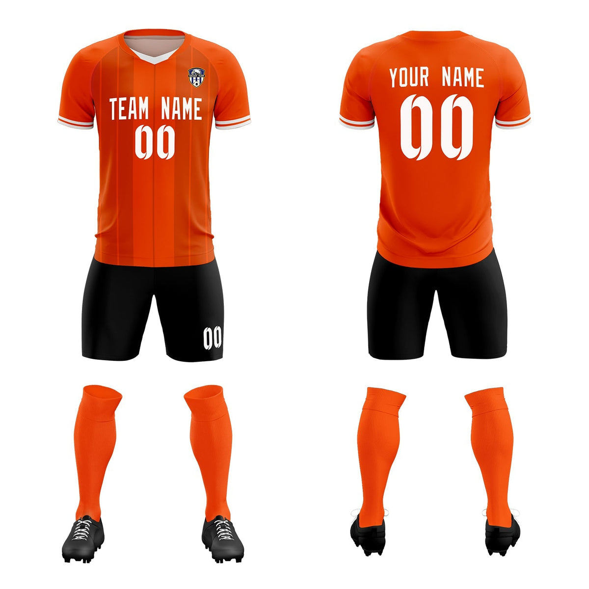 Custom Orange Classic Striped Personalized Football Kit Jersey