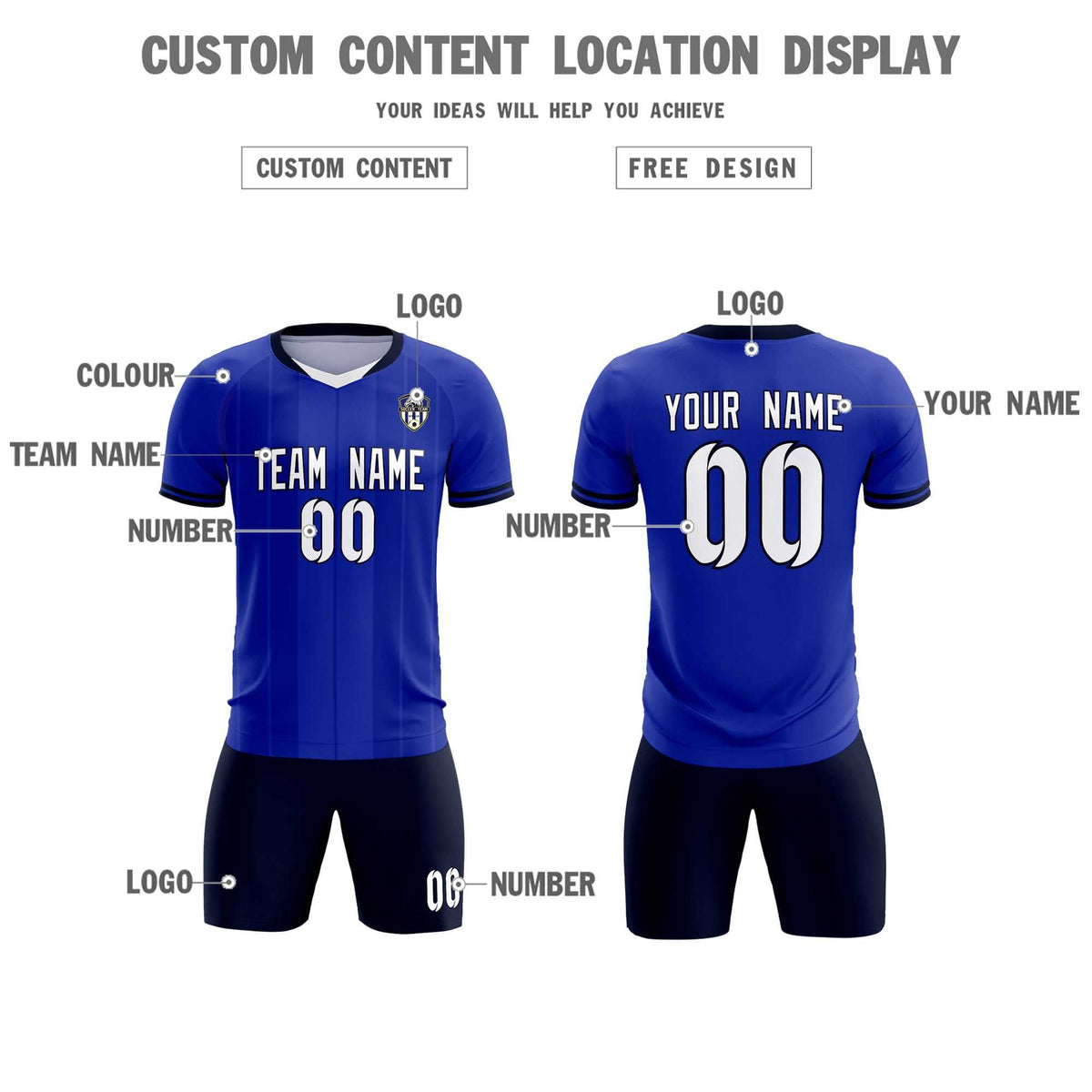 Custom Royal Classic Striped Personalized Football Kit Jersey