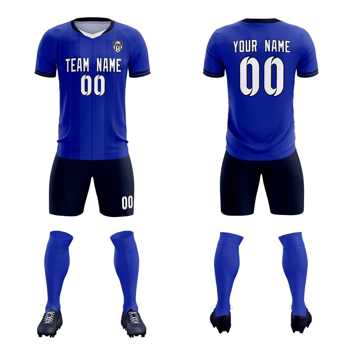 Custom Royal Classic Striped Personalized Football Kit Jersey