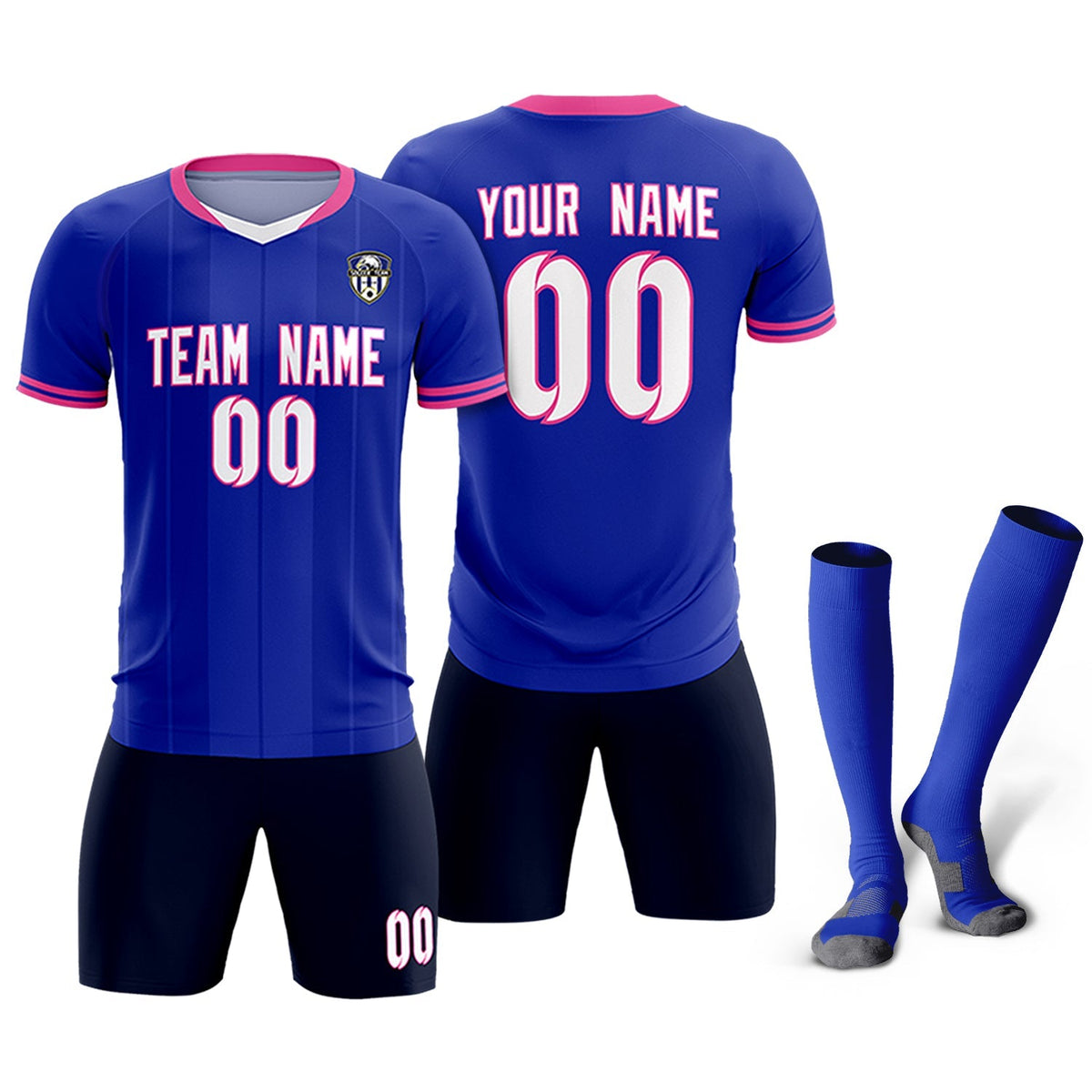 Custom Royal Classic Striped Personalized Football Kit Jersey