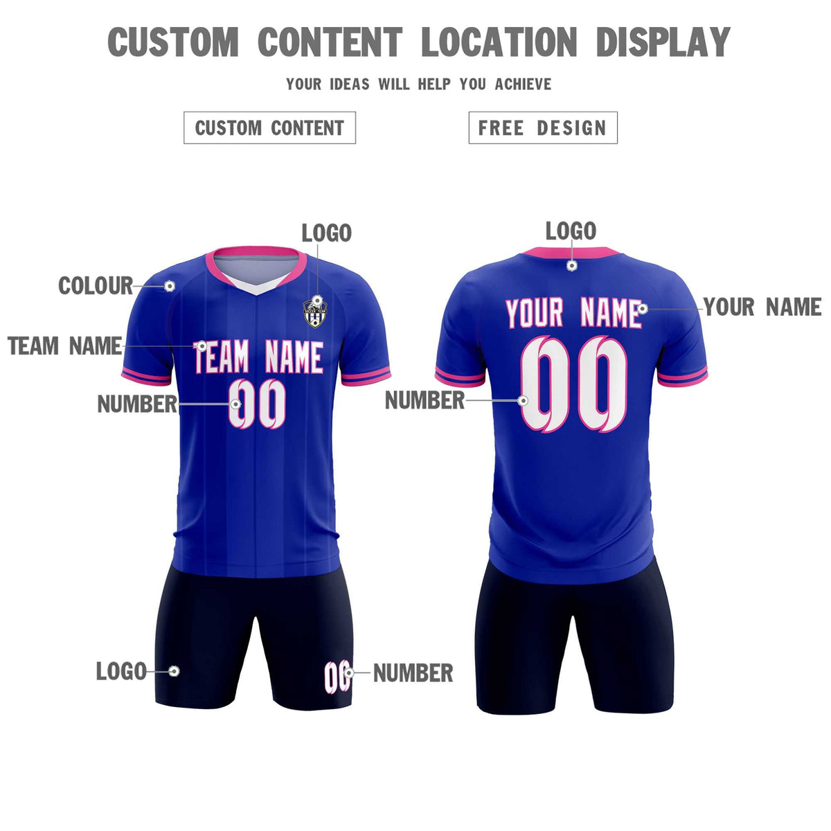 Custom Royal Classic Striped Personalized Football Kit Jersey
