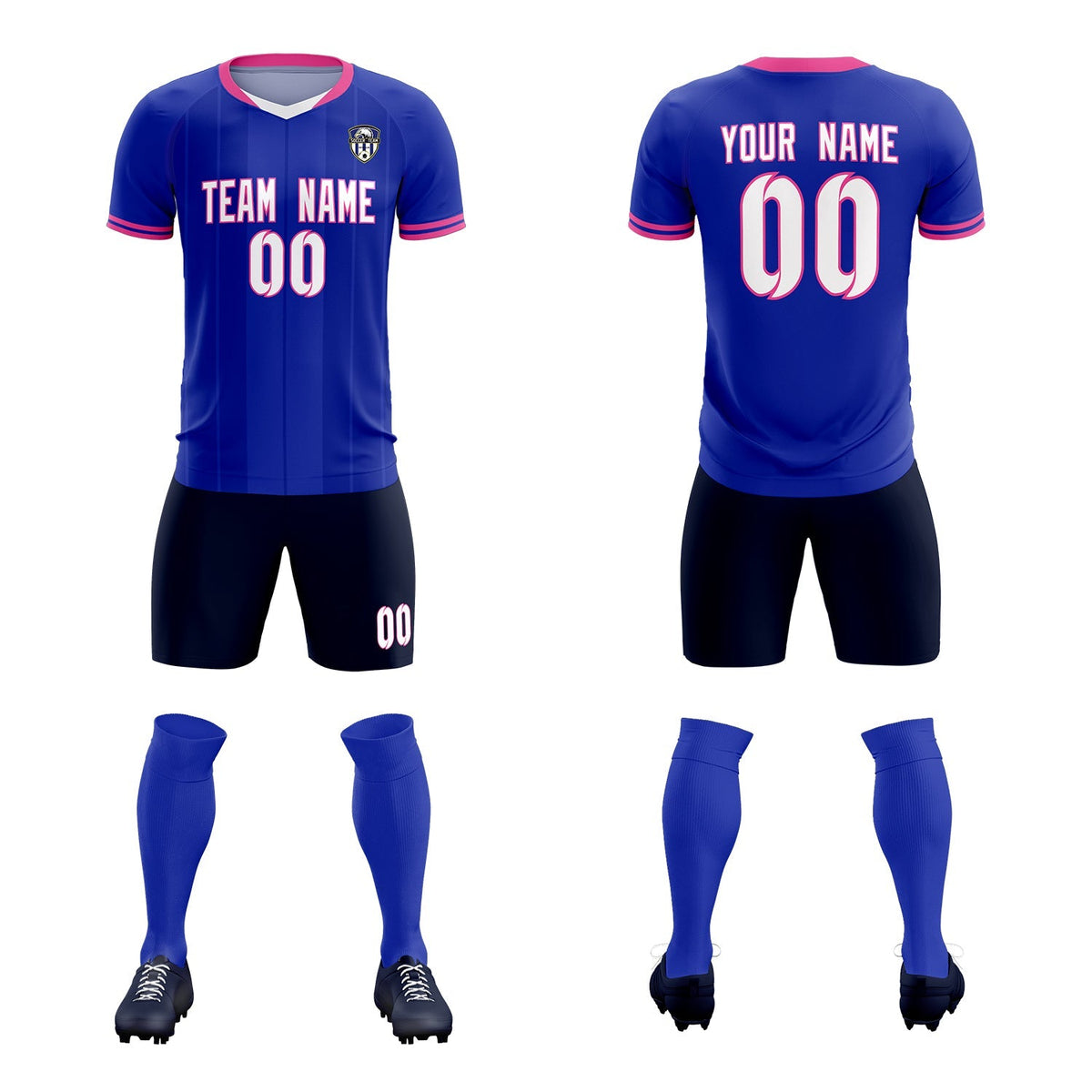 Custom Royal Classic Striped Personalized Football Kit Jersey