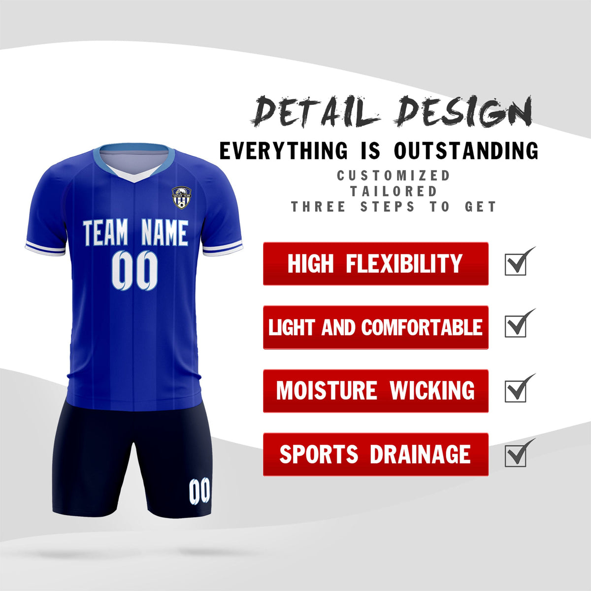 Custom Royal Classic Striped Personalized Football Kit Jersey