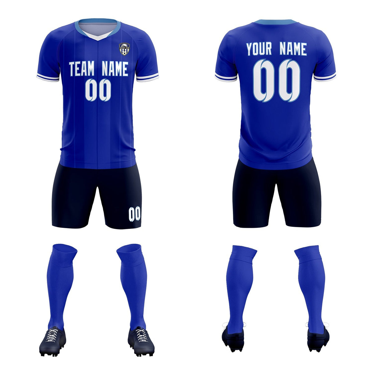 Custom Royal Classic Striped Personalized Football Kit Jersey