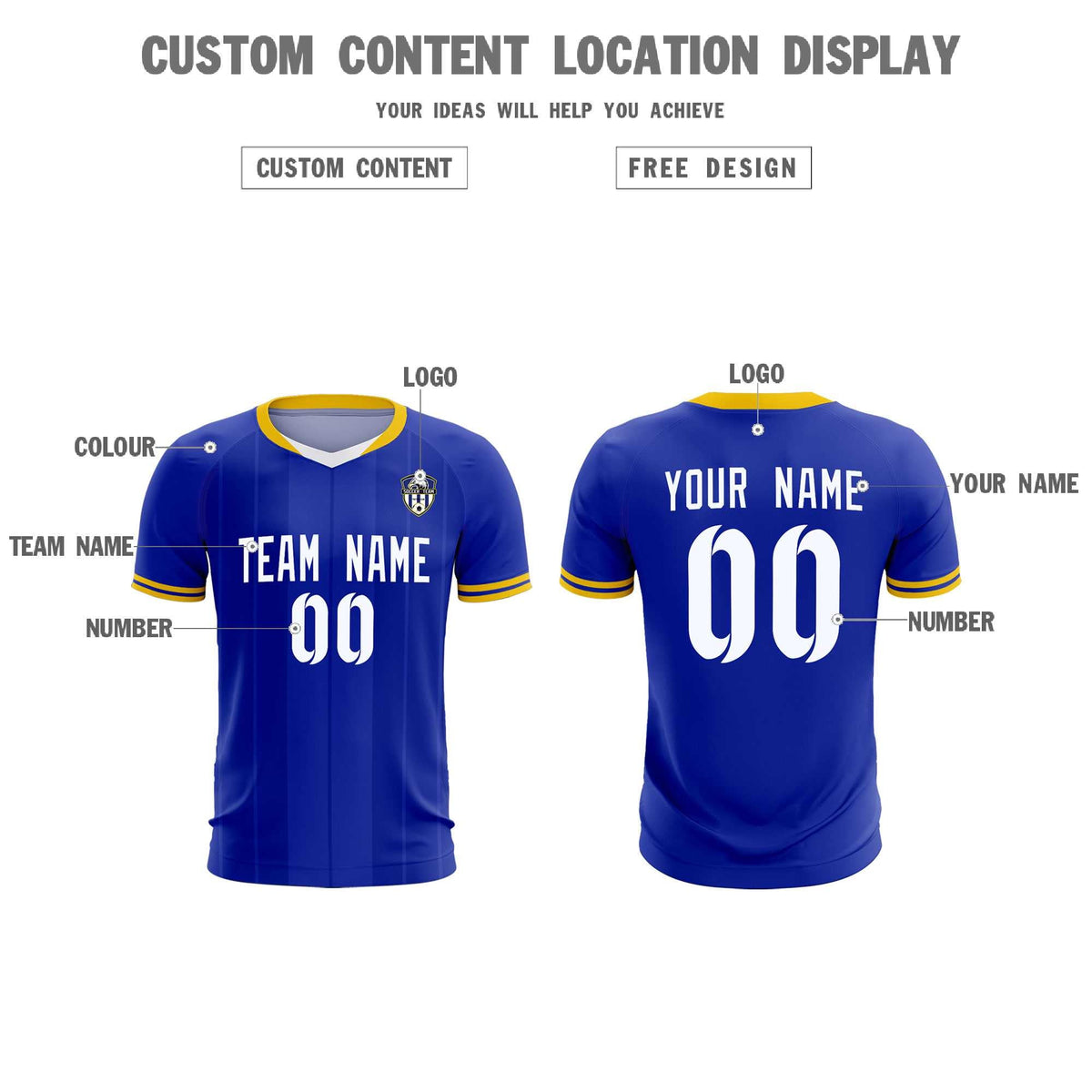 Custom Royal Classic Striped Personalized Football Kit Jersey