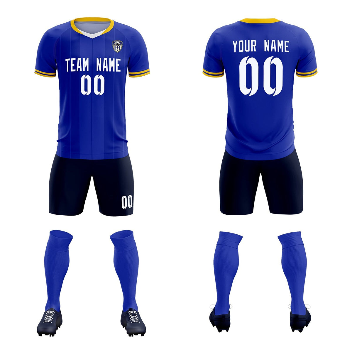 Custom Royal Classic Striped Personalized Football Kit Jersey