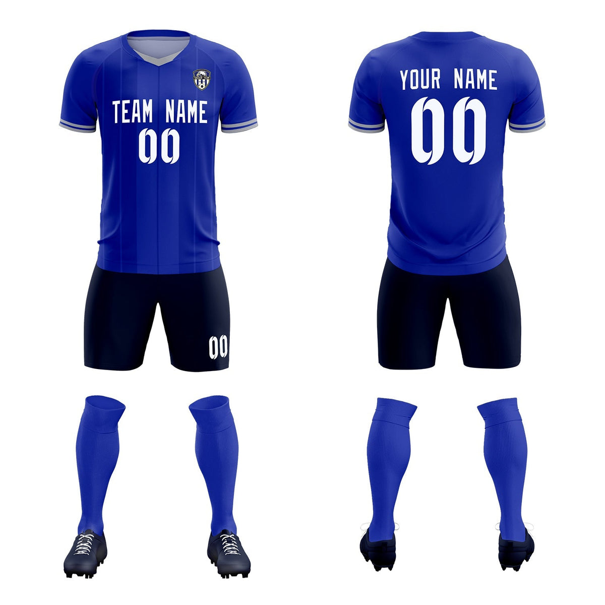 Custom Royal Classic Striped Personalized Football Kit Jersey