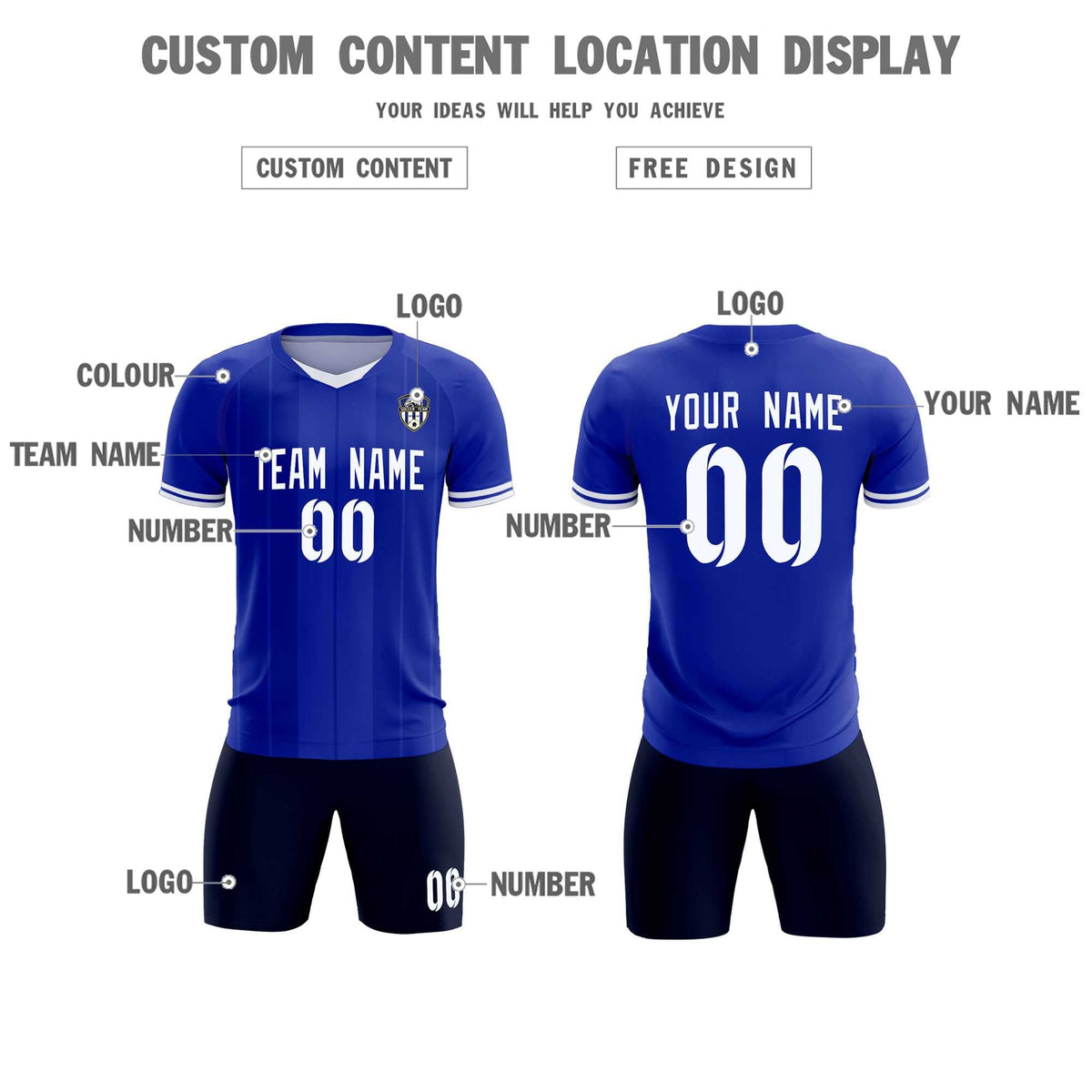 Custom Royal Classic Striped Personalized Football Kit Jersey