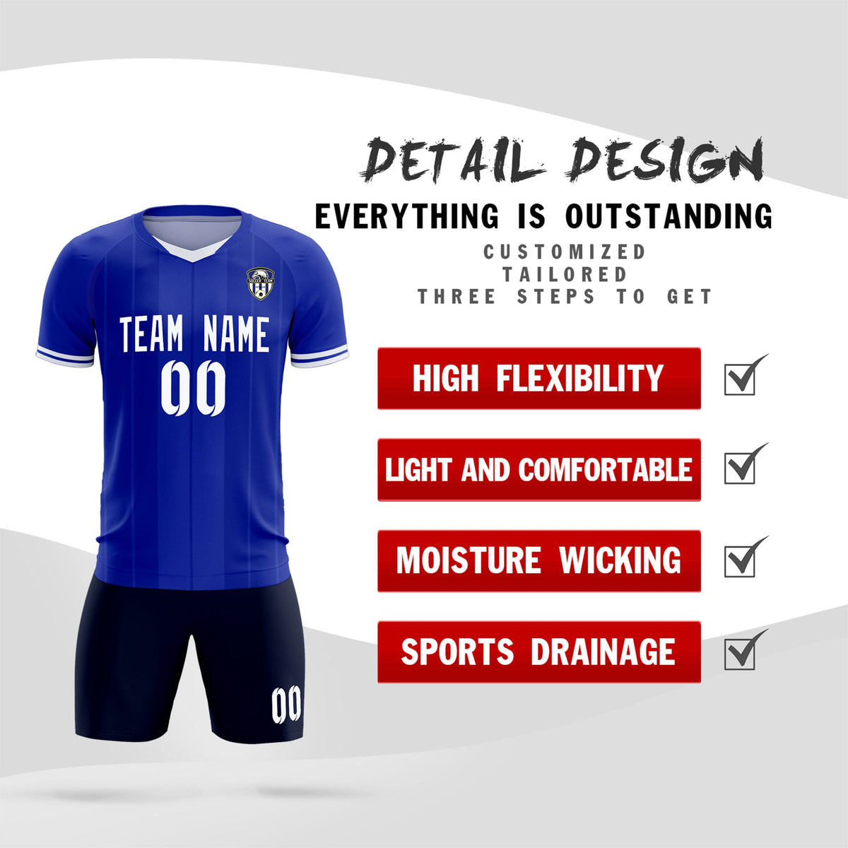 Custom Royal Classic Striped Personalized Football Kit Jersey