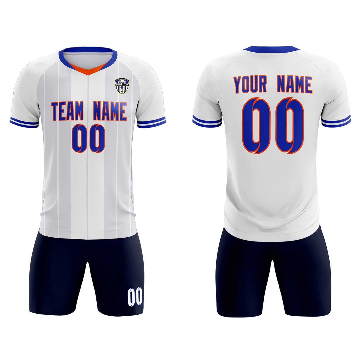 Custom White Classic Striped Personalized Football Kit Jersey